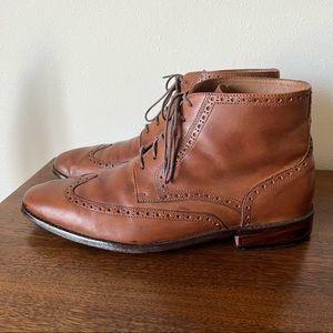 Cole Haan Leather Wingtip Boots Dress Boot Cognac Shoes Lace Up Men’s Size 11